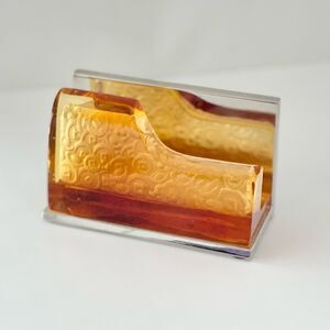 NOBILITY Amber Glass Encased Stainless Steel Card Holder